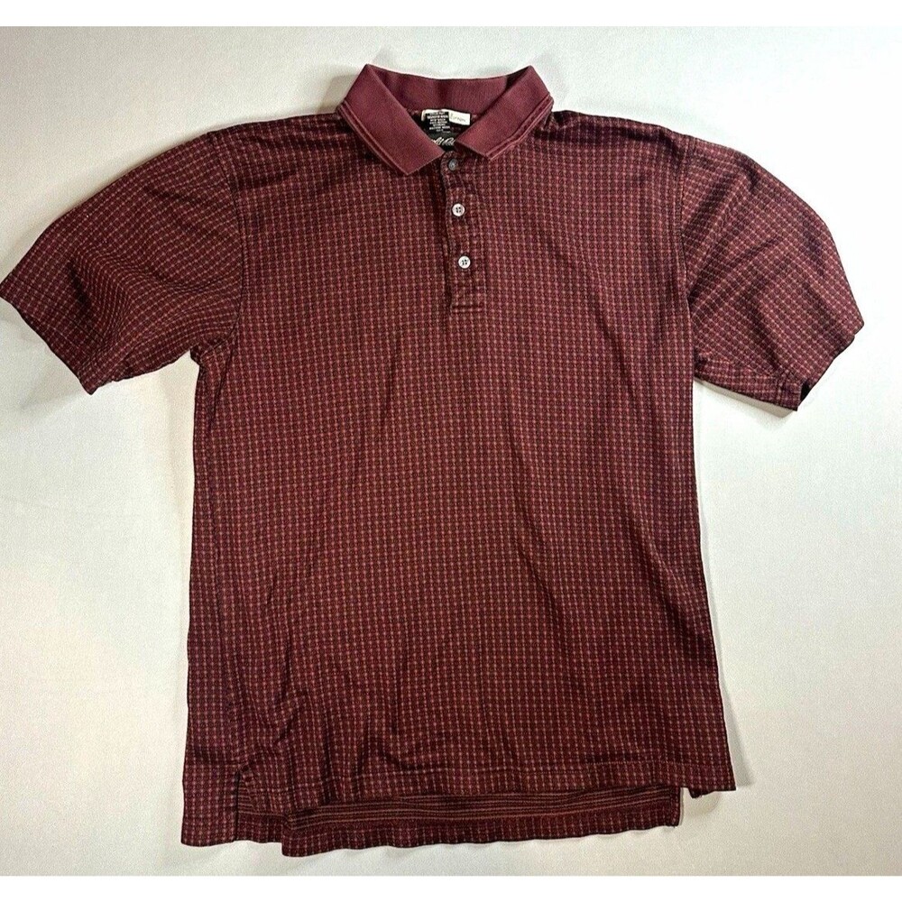 Arnold Palmer Men's Burgundy/Black Geometric Cotton Knit Polo Shirt M